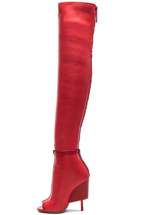 givenchy red thigh high peep toe boots|Givenchy golden boots.